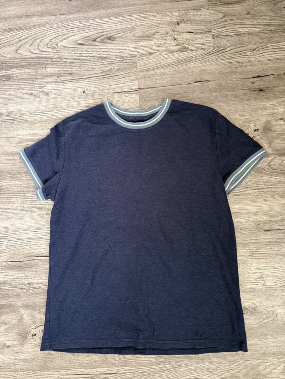 Goodfellow & Co Navy Short-Sleeve Ringer Tee with Light Blue Trim